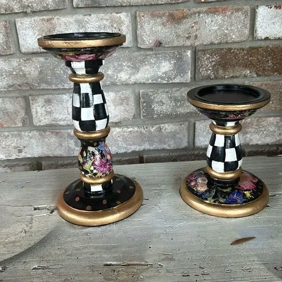 - Pair of Hand-painted Candle holders - Picture 1 of 5